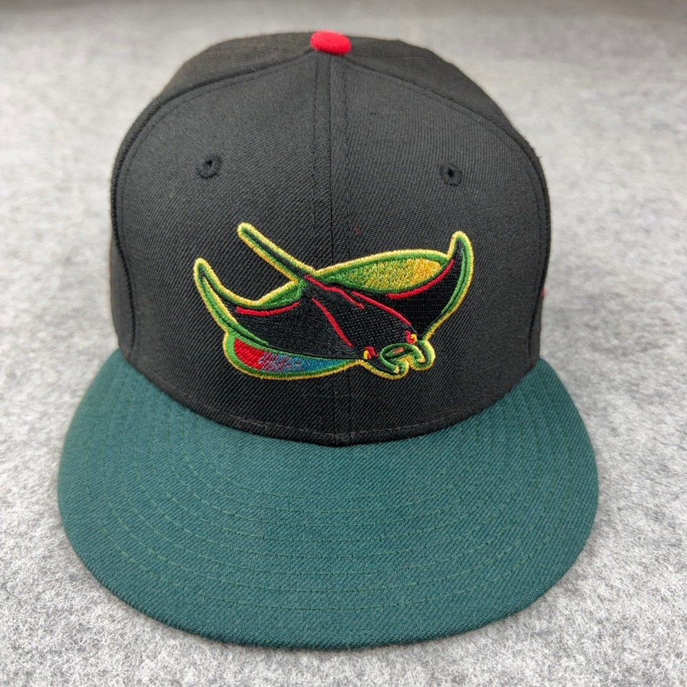 Tampa Bay Devil Rays Hat Mens 7 3/4 Black Green New Era 59FIFTY Fitted Wool MLB